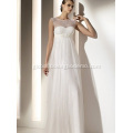 Empire Sexy Wedding Dress Empire Sheath Column Bateau Neck Floor-length Chiffon Lace Draped Wedding Dress1 Factory